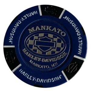 HARLEY DAVIDSON MANKATO MN MINNESOTA DEALER CASINO POKER CHIP‎ BLUE BLACK